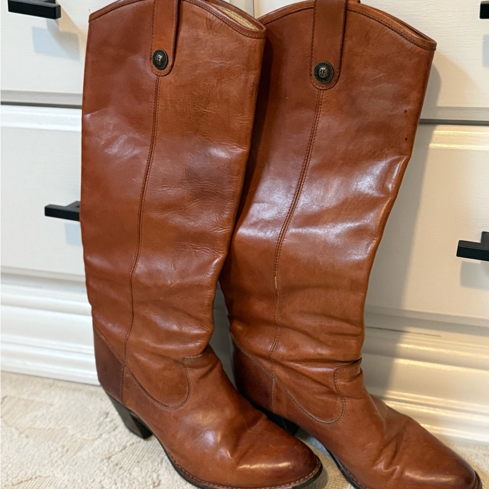 Frye Melissa Button Leather Riding Boot. - Picture 3 of 6